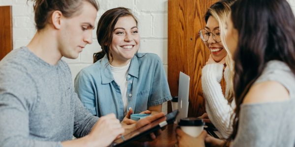 A group of friends at a coffee shop